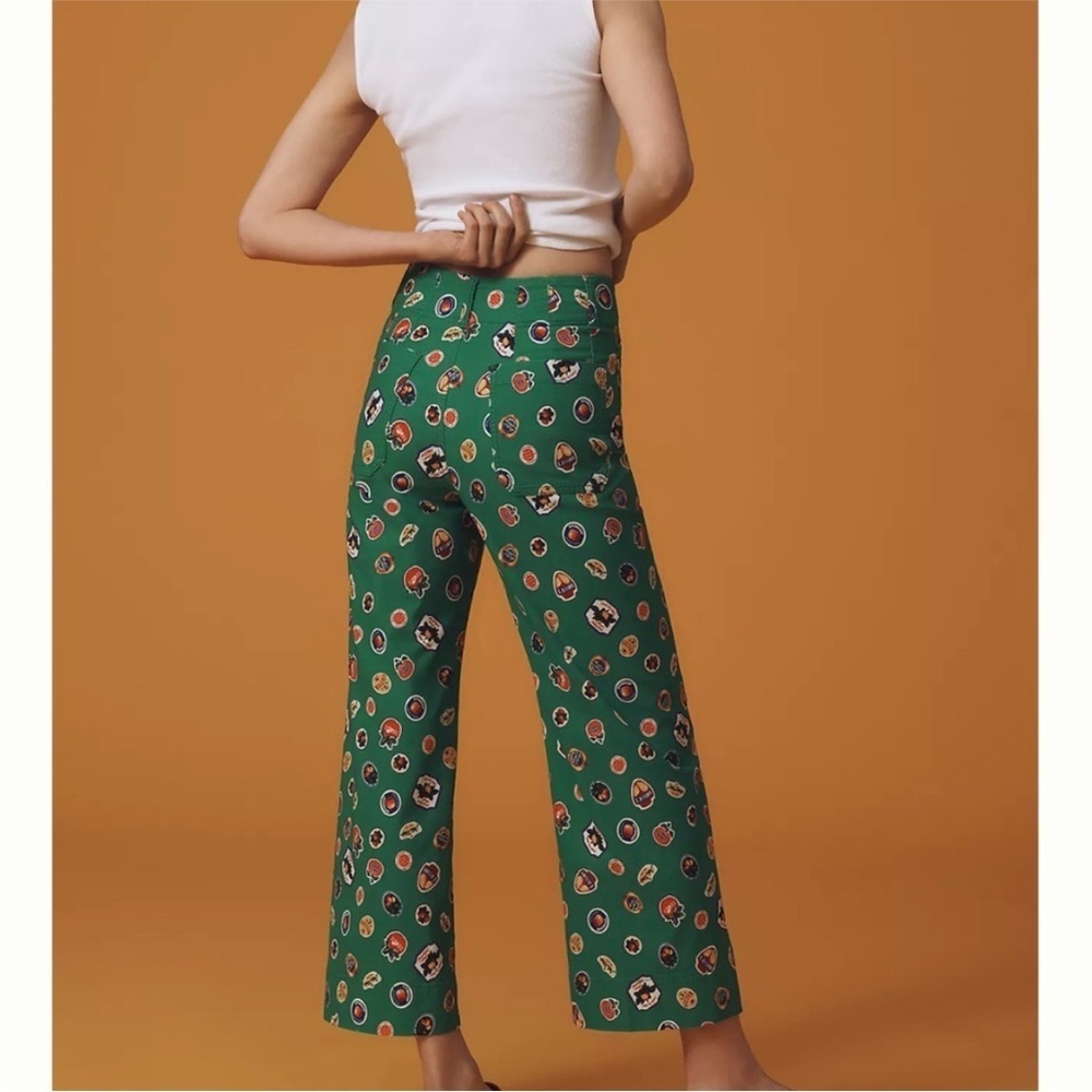 Anthropologie Colette Cropped Wide Leg Printed Pants Magic Fabric Ed Sz 27 NWT - Picture 3 of 15